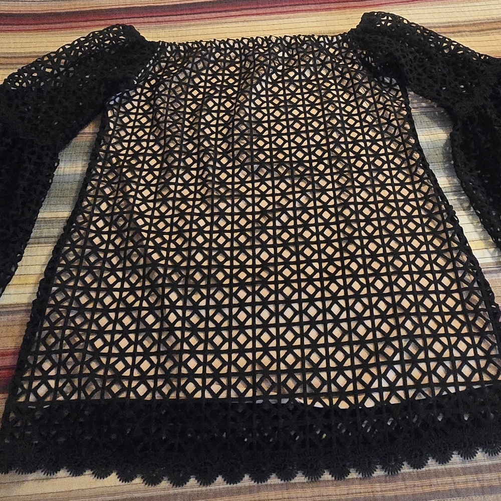 Julian Chang Black Lace Off-Shoulder Blouse